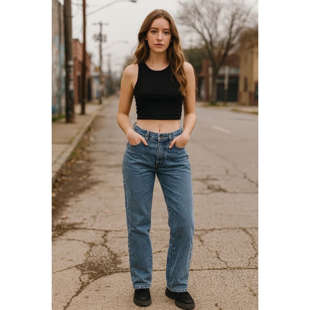 Lee Relaxed Straight Leg Jeans Sz 10 Short Mid Rise Y2K Classic Denim Mom Jeans